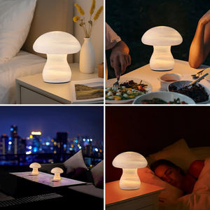 Lampada da Tavolo Ricaricabile ZEROUNO Design a Forma di Fungo in Alabastro, Batteria 2600mAh, RGBW Multicolore, Dimmerabile, con Sensore di Vibrazione - Product Image 6