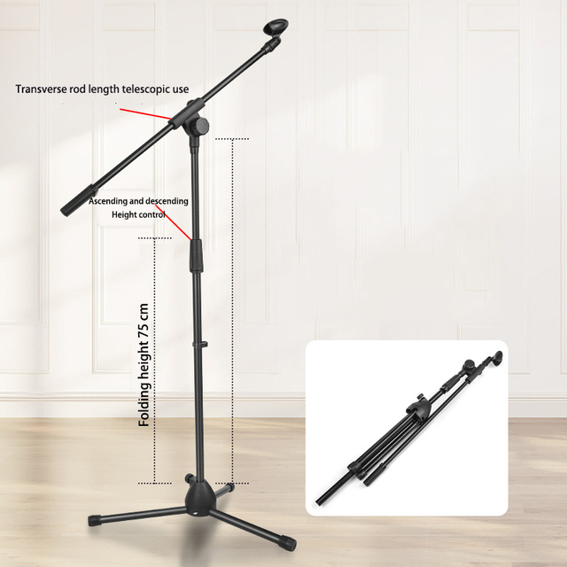 Charmount Professional Microphone Stand Studio Broadcasting Recording Condenser Floor Stand Microphone Mount Mic Arm