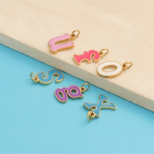 Colgantes de Joyería Religiosa de Moda para Mujer, Dijes para Hacer Joyas, Colgante de Letra de Acero Inoxidable Esmaltado Personalizado DIY para Collar - Product Image 4