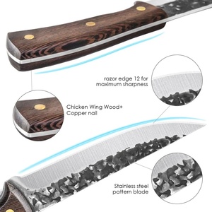 Juego de cuchillos de cocina de 3 piezas de acero de alto carbono forjado a mano, cuchillo para deshuesar, cuchillo de carnicero para cortar carne, con mango de madera - Product Image 4
