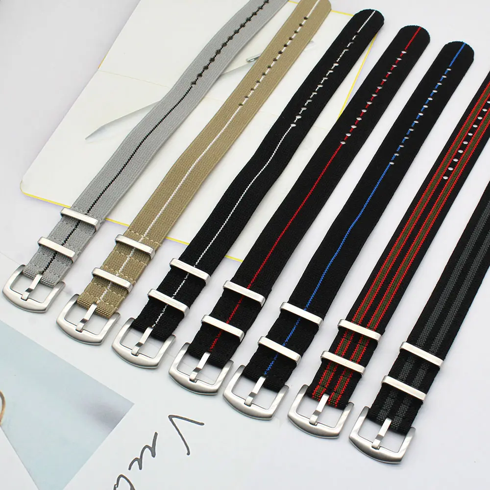 China Factory Marine Nationale Single Pass cinturino da polso 20mm 22mm cinturino elastico per orologio cinturino per orologio in tessuto francese