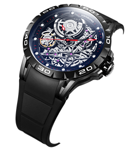 メンズステンレススチール製自動巻き機械式腕時計、シリコンバンド、ラウンドダイヤル、5気圧防水、ラグジュアリーファッションデザイン - Product Image 2