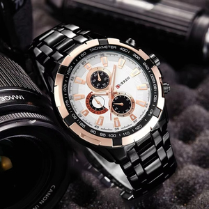 นาฬิกาสปอร์ตโครโนกราฟผู้ชายแบบสองสี 3 หน้าปัด พร้อมขอบหน้าปัดแบบ Tachymeter สายสแตนเลสกันน้ำ เรืองแสง ควอตซ์ - Product Image 4