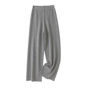 <span class=keywords><strong>Pantalon</strong></span> tricoté pour <span class=keywords><strong>femme</strong></span> en nylon/coton, maille fine 16 jauges, coupe droite décontractée, taille mi-haute, poches Crystal, jambe large - Product Image 3