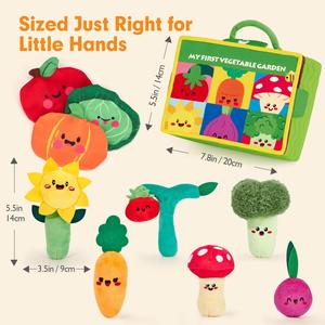 Jouet sensoriel Montessori en peluche super douce en forme de <span class=keywords><strong>carotte</strong></span> et de fleur avec <span class=keywords><strong>hochet</strong></span> et sifflet pour bébés et tout-petits, cadeau - Product Image 1