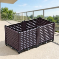 Jardinière carrée en plastique durable pour légumes, plantes, cultures, fleurs, baies, jardin, balcon, les roues sont amovibles