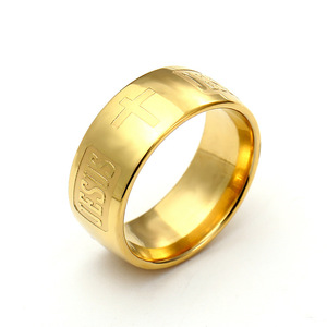 Anello a Croce in Acciaio Inossidabile Placcato Oro per Uomo, Stile Semplice e Versatile, Unisex, Religioso/Totemico, per Matrimonio, Popolare in Europa e USA - Product Image 5