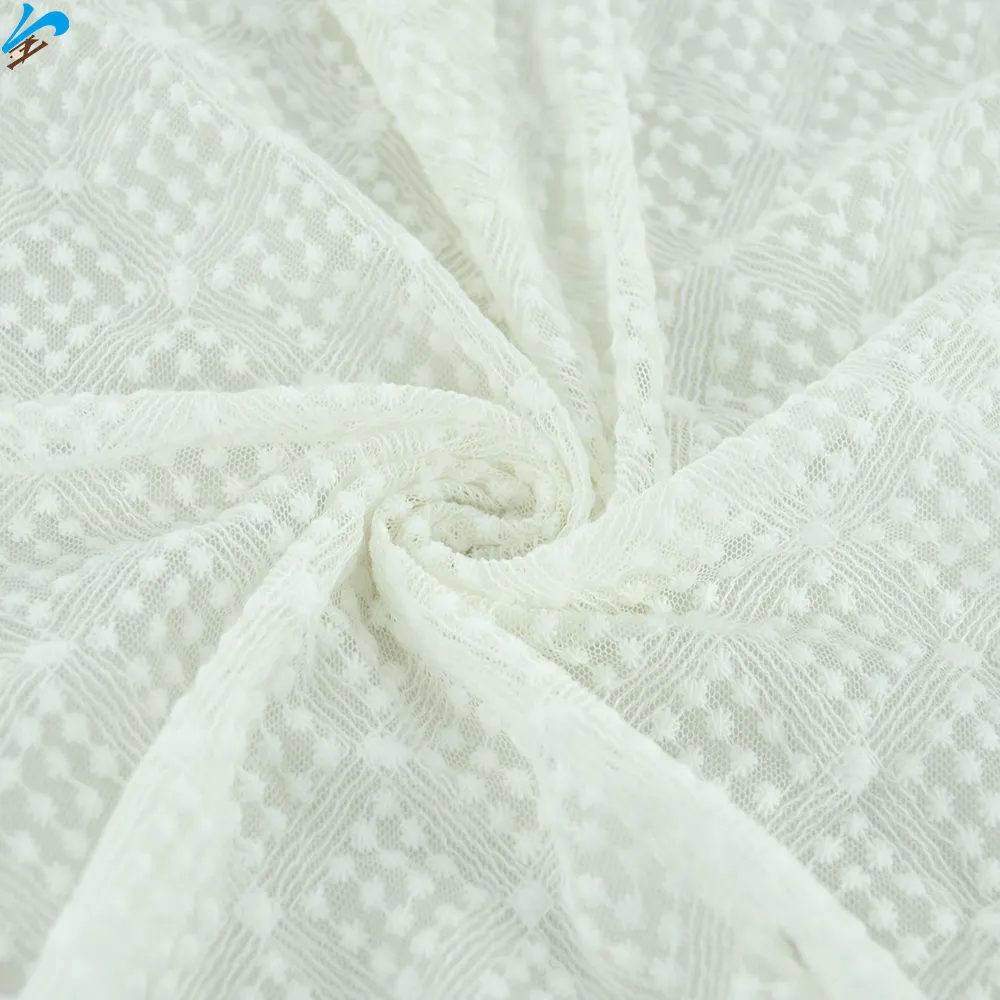 Accept Custom Design High Quality Polyester White Soft Affinity Floral Embroidery Fabric Tulle Mesh Fabric for Garment