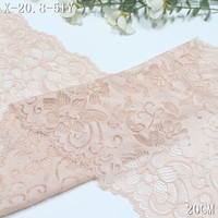 Dentelle extensible rose de 20 cm, dentelle florale élastique pour sous-vêtements féminins, soutien-gorge, lingerie, culotte, décoration, vente en gros