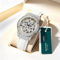 Montre pour femme de créateur, cadran entièrement serti de moissanite VVS, bracelet en cuir, montre automatique, dropshipping, montre mécanique de haute qualité