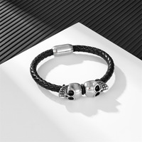 Bracelet personnalisé pour homme en Kevlar et pierre naturelle, style squelette, rétro, niche européenne et américaine, DIY, commerce transfrontalier
