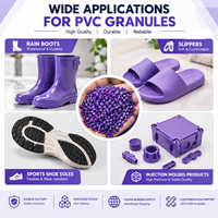 Granulés de PVC violets, composé PVC pour semelles de chaussures, pantoufles, bottes de pluie, chaussures en gelée, matière première flexible pour moulage par injection, usine