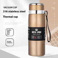 Nouvelle tasse thermos à double paroi en acier inoxydable 316, grande capacité, pour usage domestique, logo personnalisable, paille, isolation 6-12 heures