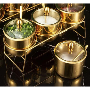 Vente en gros d'usine Sucrier en acier inoxydable de haute qualité avec revêtement en or PVD à l'extérieur et cuillère - Product Image 5