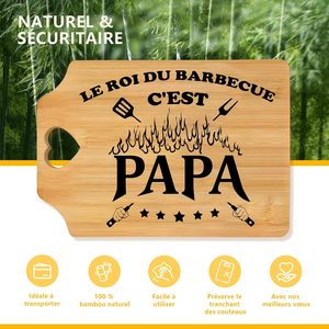 Planche à découper rectangulaire en bambou PAPA Text Flames Stars Design - 1 cm d'épaisseur Origine Chine - <span class=keywords><strong>Cadeau</strong></span> de fête des pères pour papa fils fille - Product Image 4