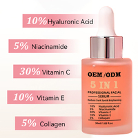 Sérum Visage OEM à la Niacinamide, Essence Éclaircissante Ampoule Lumineuse, Sérum Visage 5 en 1