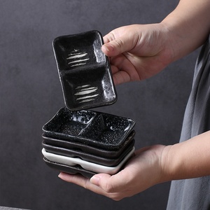 Piatto per Salsa di Soia in Ceramica <span class=keywords><strong>a</strong></span> Due Strati, Stile Coreano, per Barbecue e Hot Pot, con <span class=keywords><strong>Scomparti</strong></span> per Salse - Product Image 4