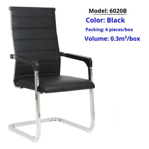 Cadeira de Escritório Ergonômica Minimalista do Fabricante Original, Cadeira de Couro para Reuniões de Equipe com Estrutura Tubular Quadrada em Formato de Arco para Computador Doméstico - Product Image 4