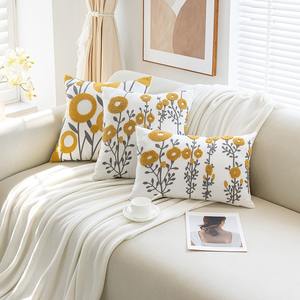 Minimalist Embroidered Pillow <b>Cover</b> Floral <b>Rectangle</b> Cotton Home Decor <b>Cushion</b> Case MJX10 - Product Image 5