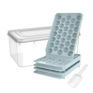 Ice ball maker mold ice moulds round ice cubes trays with lid and bin for beers for freezer stackable