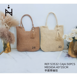 Borsa in carta intrecciata 40x35 cm, borsa tote monocolore da donna - Product Image 3