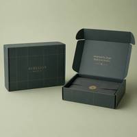 Boîte d'emballage personnalisée, noir mat, argenté, texturé, gaufré, en carton ondulé, pour bijoux de luxe, expédition de cadeaux
