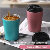 Tasse à café isotherme portable en acier inoxydable 304, double paroi, avec échelle graduée, idéale pour les cadeaux d'affaires et le bureau