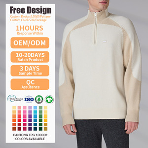 Pull tricoté décontracté pour homme avec logo personnalisé, col zippé, idéal pour le football et le basketball en hiver - Product Image 2