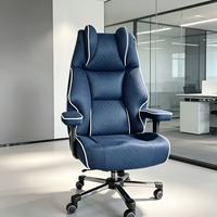 Chaise de bureau exécutive pivotante et réglable en cuir polyuréthane, avec accoudoirs ajustables, design moderne, prête à l'emploi