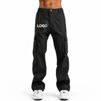 Pantalon cargo homme sur mesure OEM 100% polyester anti-plis taille mi-haute multi-poches Techwear élastique coupe droite noir pour le travail