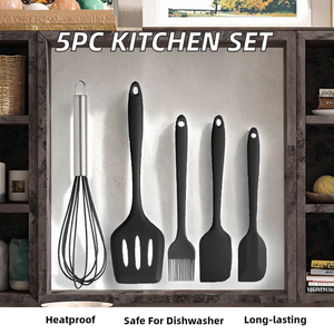 ชุดอุปกรณ์ครัวซิลิโคนทนความร้อน 5 ชิ้น สินค้าขายดี หรูหรา เป็นมิตรกับสิ่งแวดล้อม อุปกรณ์ครัวใหม่สำหรับบ้าน ชุดตะหลิวทำอาหาร - Product Image 5