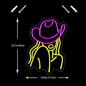 Cowgirl Leucht reklame für Wand dekoration Rosa LED-Zeichen für Western Cowboy Man <span class=keywords><strong>Cave</strong></span> Bar Dekor Geburtstag Hochzeits feier Weihnachts geschenk - Product Image 4