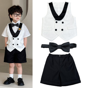 Ensemble Costume de <span class=keywords><strong>Gilet</strong></span> Enfant Points Pois Élégant Vente en Gros 2-10 Ans Blazer Formel <span class=keywords><strong>Gilet</strong></span> + Nœud Papillon Tenues pour Enfants - Product Image 4