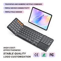 Foldable Keyboard 96 Keys, Touchpad, Numeric Keypad, Quiet Scissor Switch, 90hr Rechargeable, 3-device Wireless, USB-C Port, OEM