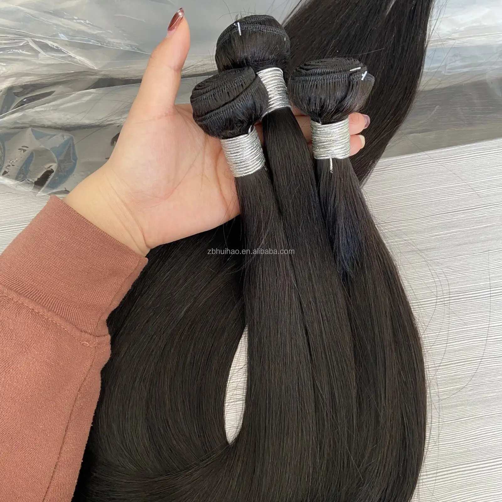 Human hair weave bundle 40 inch wet and wavy hair bundles vietnamese raw hair bone straight wigs