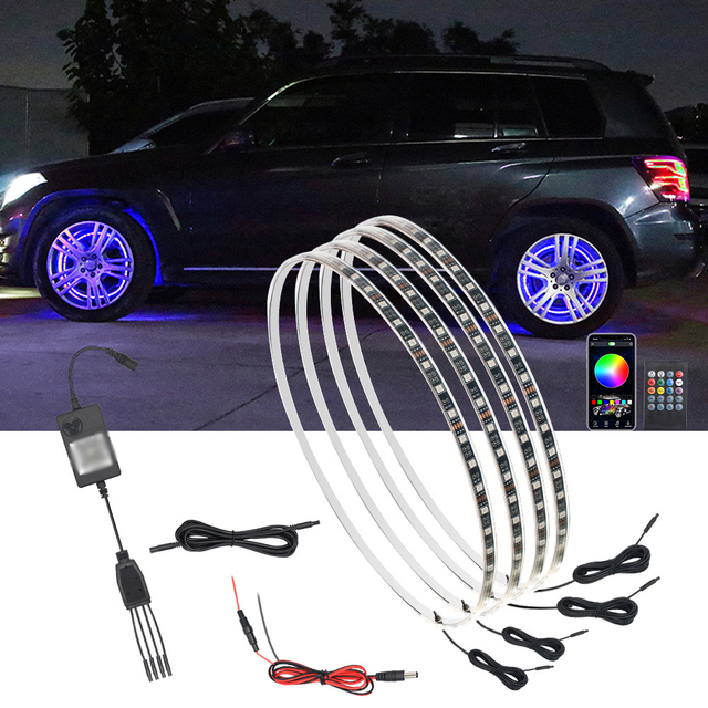 NEWEST Design Hot-sale OTCO 4PC 12V 15/17/19 Inch Multicolor LED Wheel Rim Light Kit for All Cars Retrofit/Upgrade