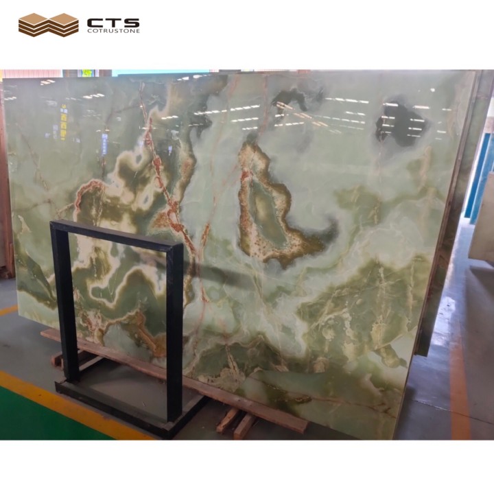 100% Natural Good Price Translucent Slab Polish Green Jade Onyx Marble For Home Building Interior Wall