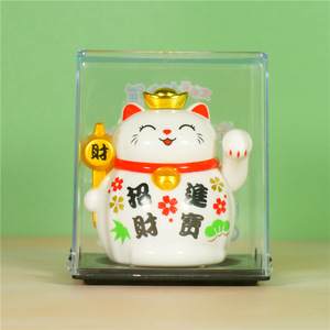 Modèle solaire magasin accessoires de voiture décoration intérieure <span class=keywords><strong>Maneki</strong></span> <span class=keywords><strong>neko</strong></span> 2 pouces petit chat ornement agitant la fortune japonaise chat porte-bonheur - Product Image 1