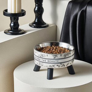 Mangkuk Hewan Peliharaan Stainless Steel Warna-warni untuk Makan dan Minum, Mangkuk Kucing Berkaki Tinggi Desain Kartun Modis, Mangkuk Anjing - Product Image 1