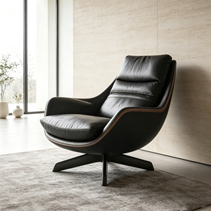 <span class=keywords><strong>Fauteuil</strong></span> pivotant en cuir, design moderne avec cadre incurvé, <span class=keywords><strong>fauteuil</strong></span> <span class=keywords><strong>relax</strong></span> individuel <span class=keywords><strong>pour</strong></span> salon, chambre ou coin détente - Product Image 1