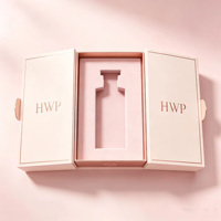 Boîte cadeau de luxe personnalisée à double porte avec logo en feuille d'or et insert en mousse, boîte d'emballage rigide pour flacon de parfum, flacon de soin de la peau