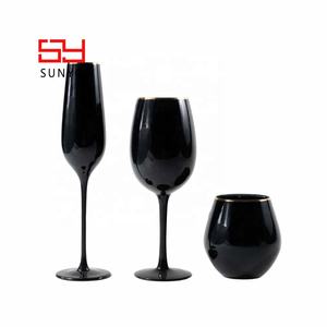 Gobelet en verre <span class=keywords><strong>Gin</strong></span> Tonic personnalisé à longue tige, couleur noir blanc, pour mariage, vin rouge, verre à boire avec bordure dorée - Product Image 2