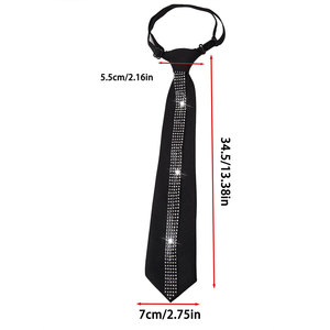 Corbata Negra con Pedrería Ajustable, Corbata de Lazo Informal para Mujer, Corbata de Negocios Informal, Patrón Geométrico de Poliéster - Product Image 2