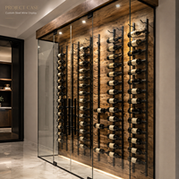 Porte-bouteilles mural en métal de luxe sur mesure, présentoir à vin en fer, rangement pour bouteilles de vin, projet de cave à vin commerciale, usine
