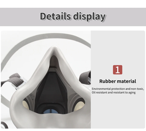 Masque à gaz en silicone certifié CE, demi-masque, ensemble complet 6200, masque respiratoire réutilisable avec cartouches anti-poussière - Product Image 4