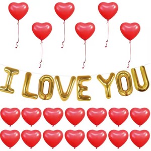 Globos de <span class=keywords><strong>película</strong></span> de aluminio con letras I Love You de 16 pulgadas, arreglo de decoración de habitación de boda DIY, globo con forma de corazón de confesión de Tanabata - Product Image 6