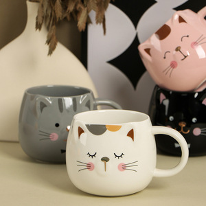 Cerâmica Gato Bonito Copo Branco/Preto Café Leite Canecas Dos Desenhos Animados Sorvete Açúcar Chá Sobremesa Sopa Escritório Casal Beber copos - Product Image 4