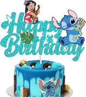 Décoration de gâteau d'anniversaire sur le thème des personnages de dessins animés, carte de gâteau d'anniversaire, décoration de gâteau pour fête d'anniversaire