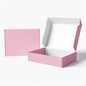Atacado Biodegradável Marrom Rosa Ondulado Embalagem Envio Presente Caixa De Papel Logotipo Personalizado Caixas De Caixa Para Embalagem