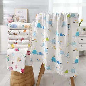 Coton bébé serviette de bain garçons filles serviette couverture pour nouveau-né bébé peignoir <span class=keywords><strong>4</strong></span> couches gaze gant de toilette infantile Swaddle - Product Image 2